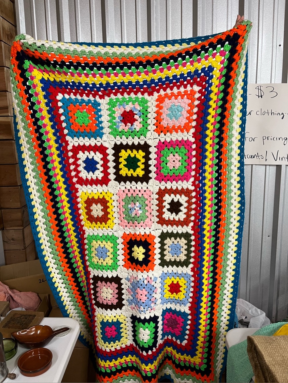 Handmade Colorful Crochet Granny Square Blanket